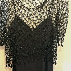 Elegant vintage black dress Size 8 (Ganto’s) Lace top 2-piece